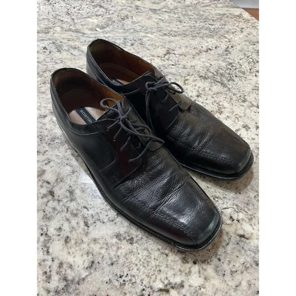 Bostonian First Flex Mens Black Leather Square Toe Derby Dress Shoes Size 11 M